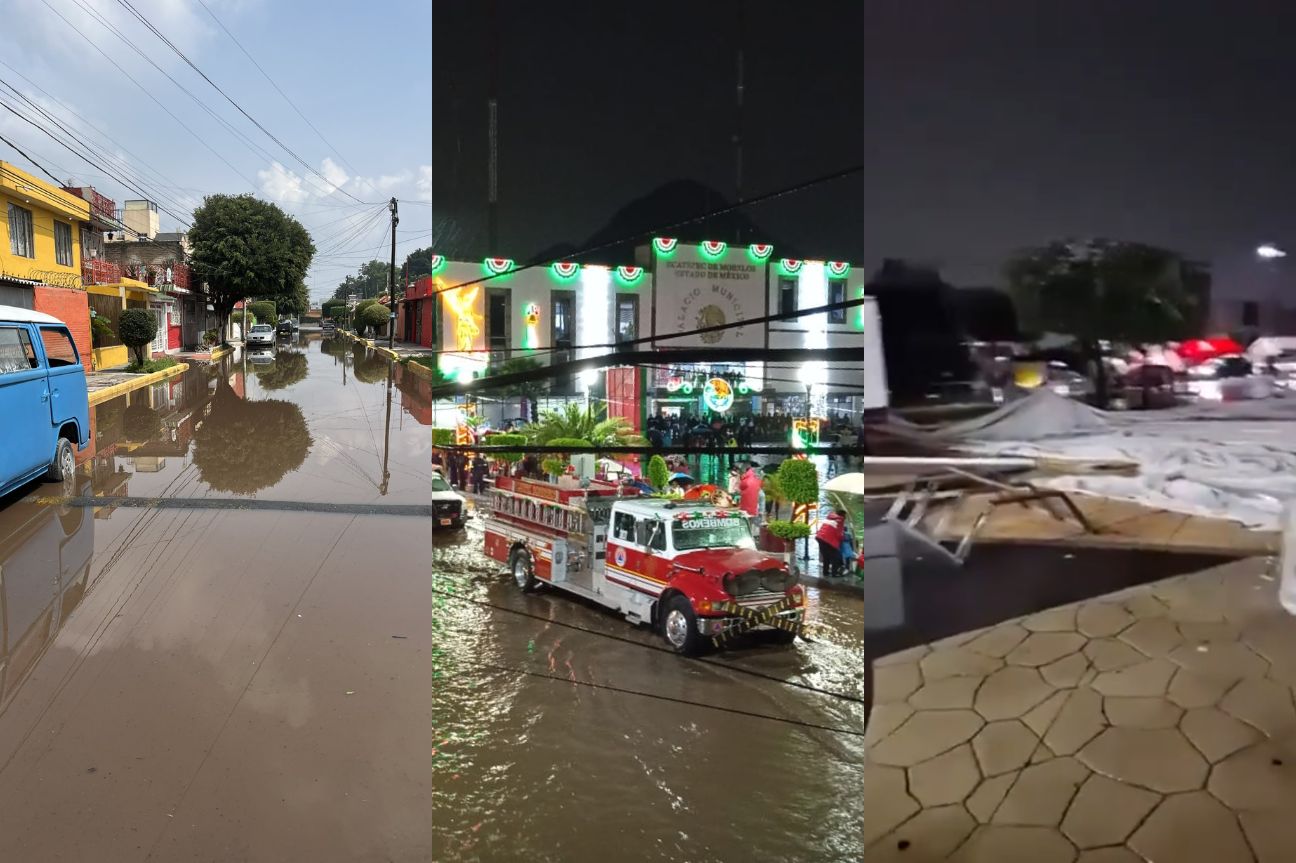 Registran inundaciones en Ecatepec, Coacalco y Tonanitla en el Edomex, cancelan festejos patrios