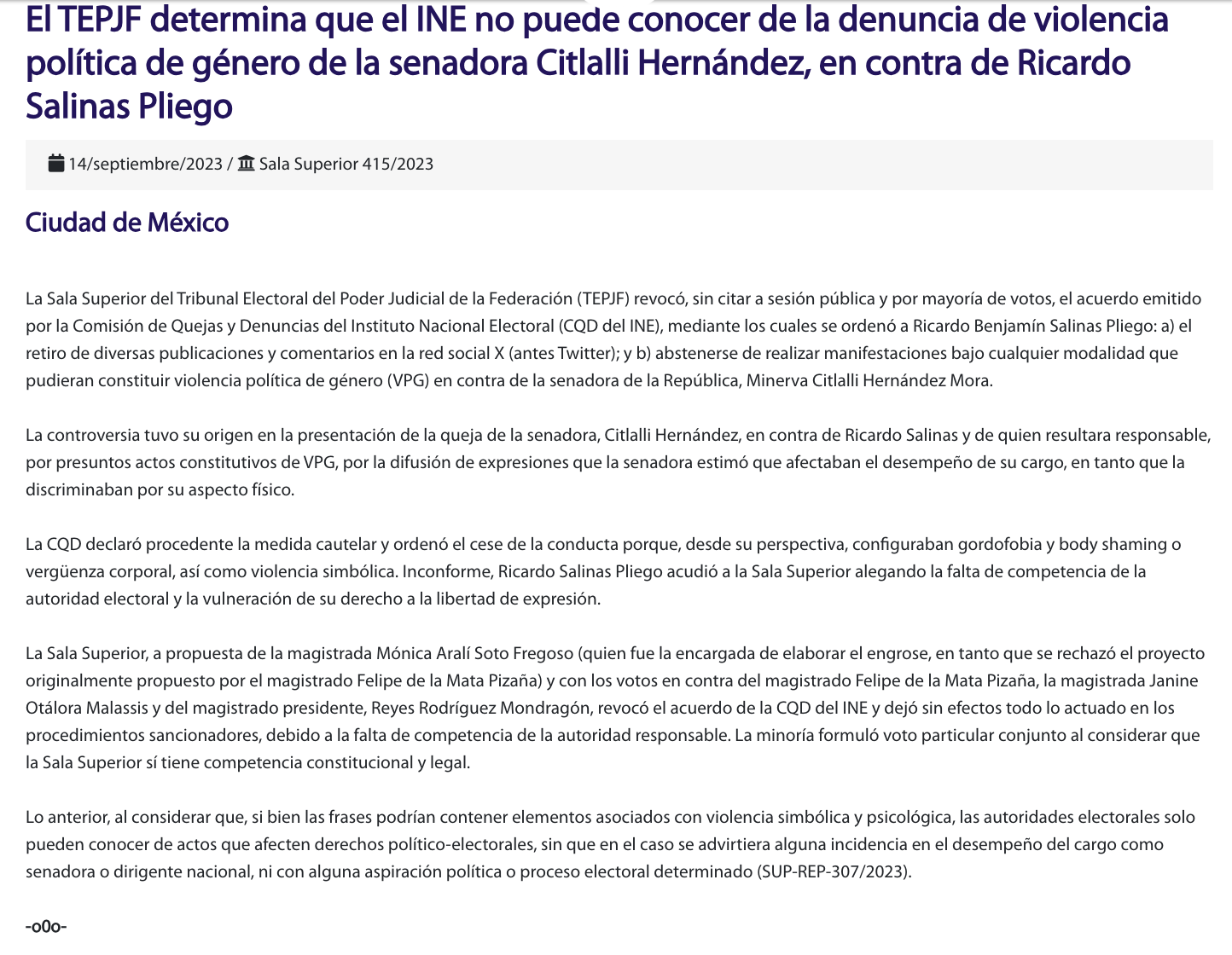 Spr Informa Rechaza Tepjf Queja Por Violencia De G Nero Contra