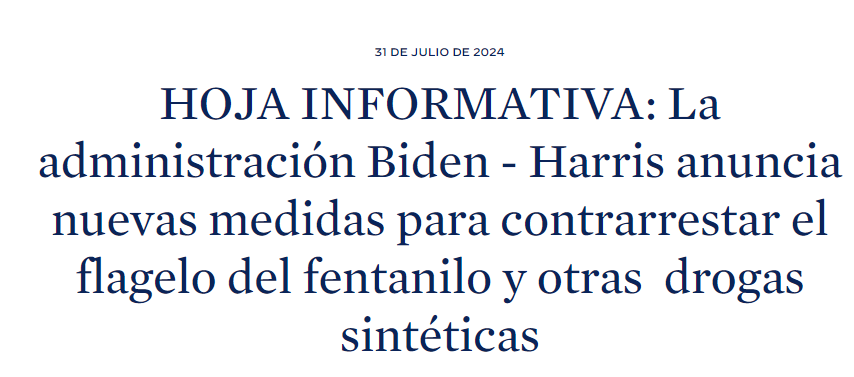 Anuncia Joe Biden nuevas medidas para combatir el tráfico ilegal de fentanilo