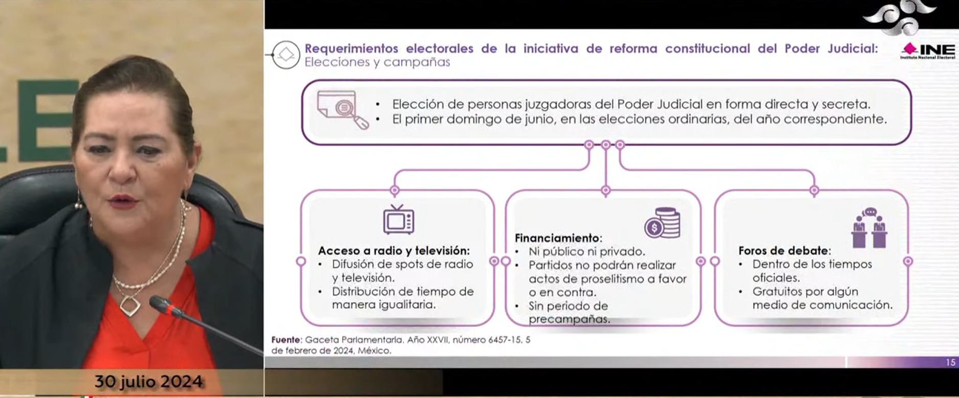 Presenta Guadalupe Taddei la propuesta del proceso electoral para elegir integrante del Poder Judicial