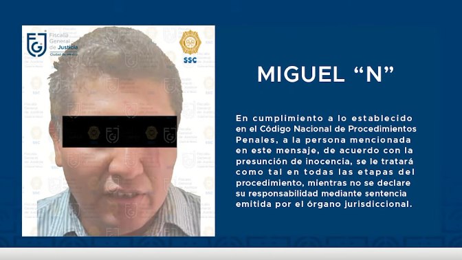 Confirma FGJCDMX al menos 7 victimas a Miguel “N”, presunto feminicida de Iztacalco