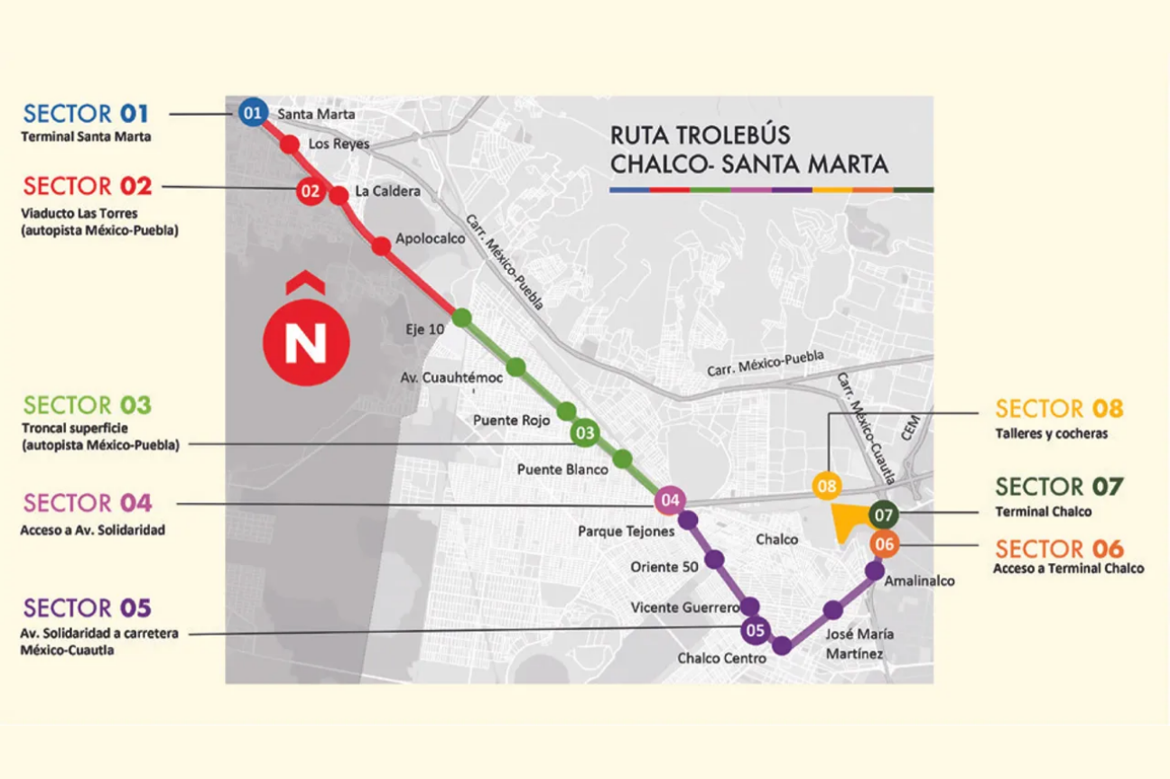 Continúan construcción de Trolebús Chalco – Santa Martha, estará listo en 2024