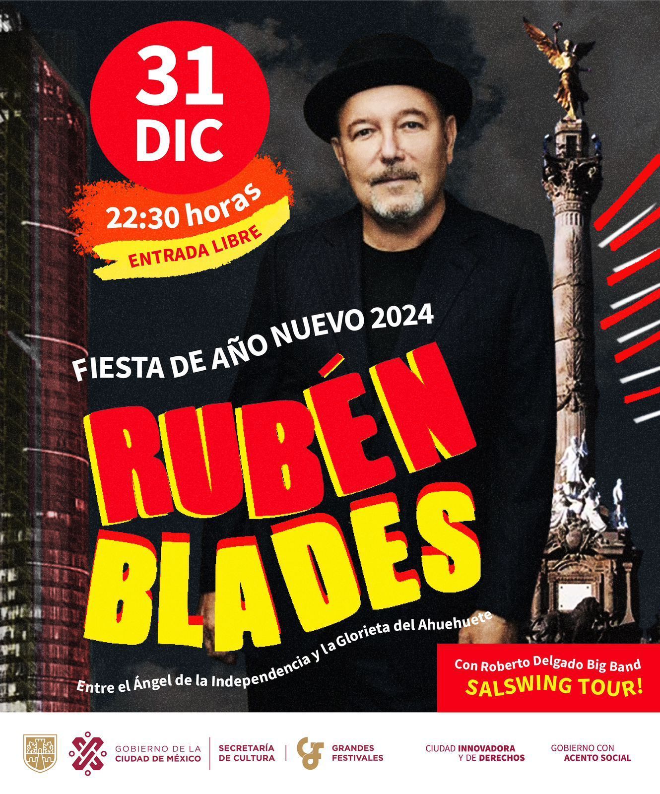 Gobierno de la CDMX despide el 2023 con concierto gratuito de Rubén Blades