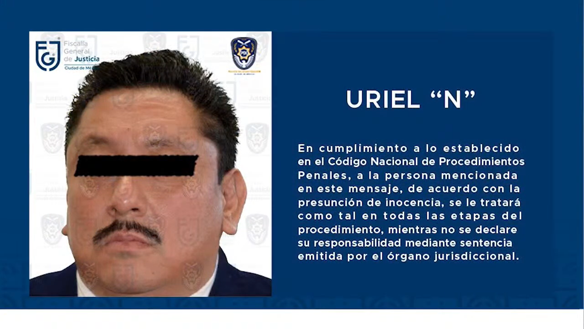 Presenta FGJ nueva orden de aprehensión contra Uriel N, exfiscal de Morelos, por el caso del feminicidio de Ariadna Fernanda