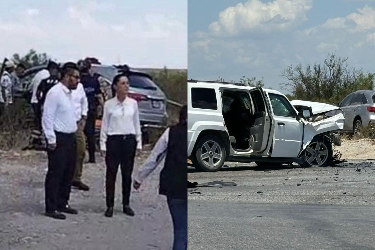 Sufre accidente equipo de avanzada de Claudia Sheinbaum en carretera Sabinas-Monclova, Coahuila