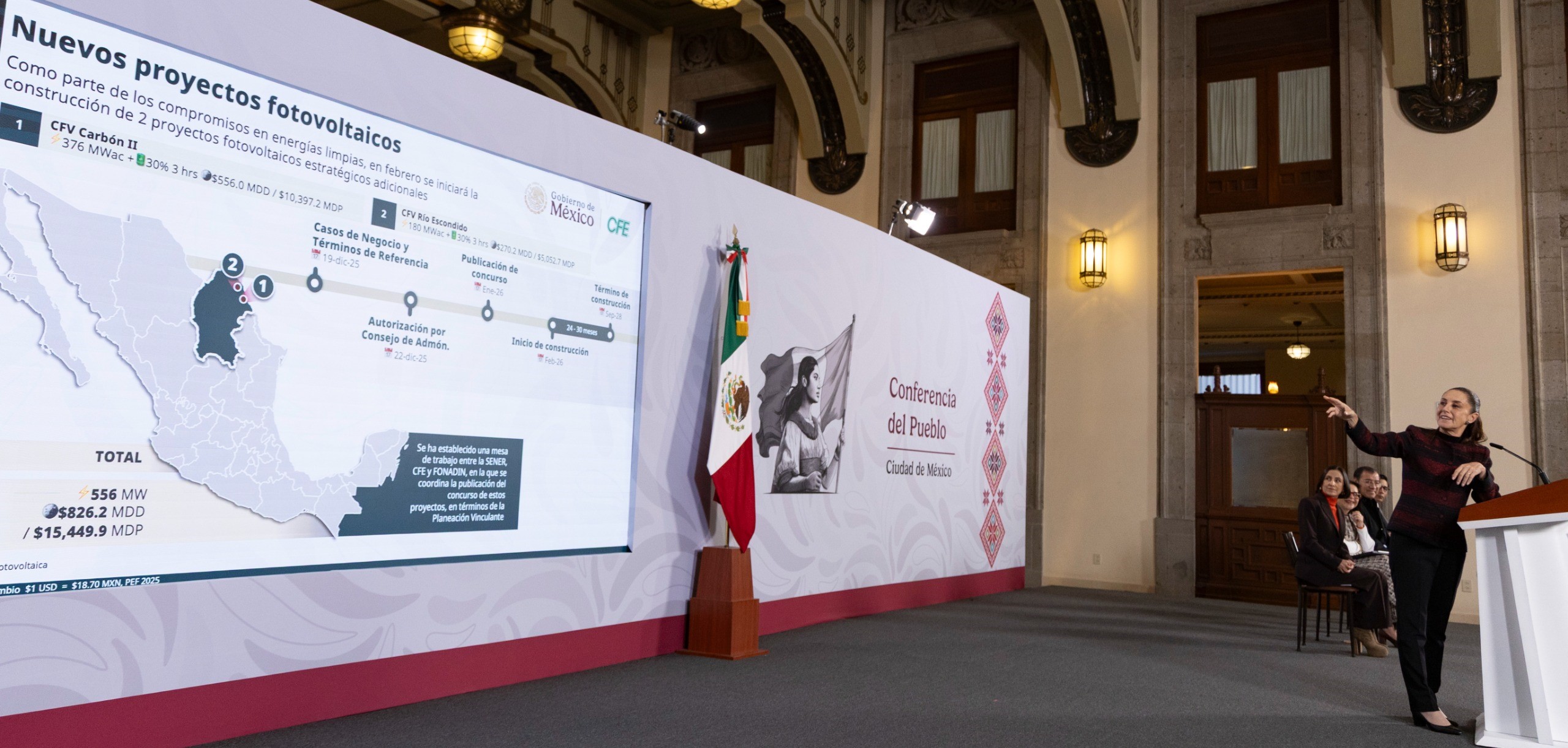 Presenta Claudia Sheinbaum proyectos para producir 6 mil megawatts de energía en 2026