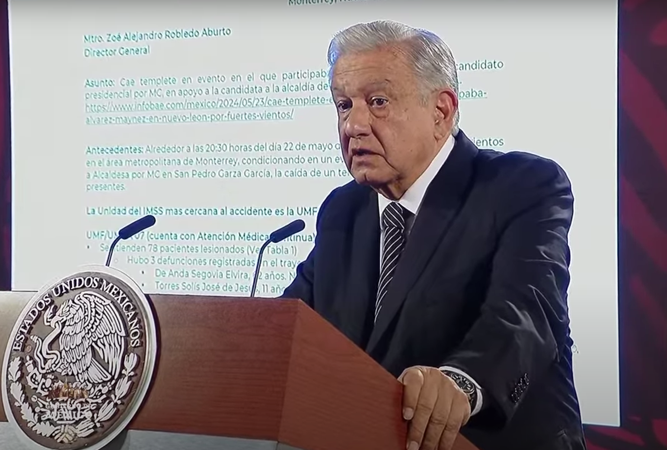 Lamenta López Obrador fallecimiento de personas por accidente en mitin de Movimiento Ciudadano en San Pedro Garza García