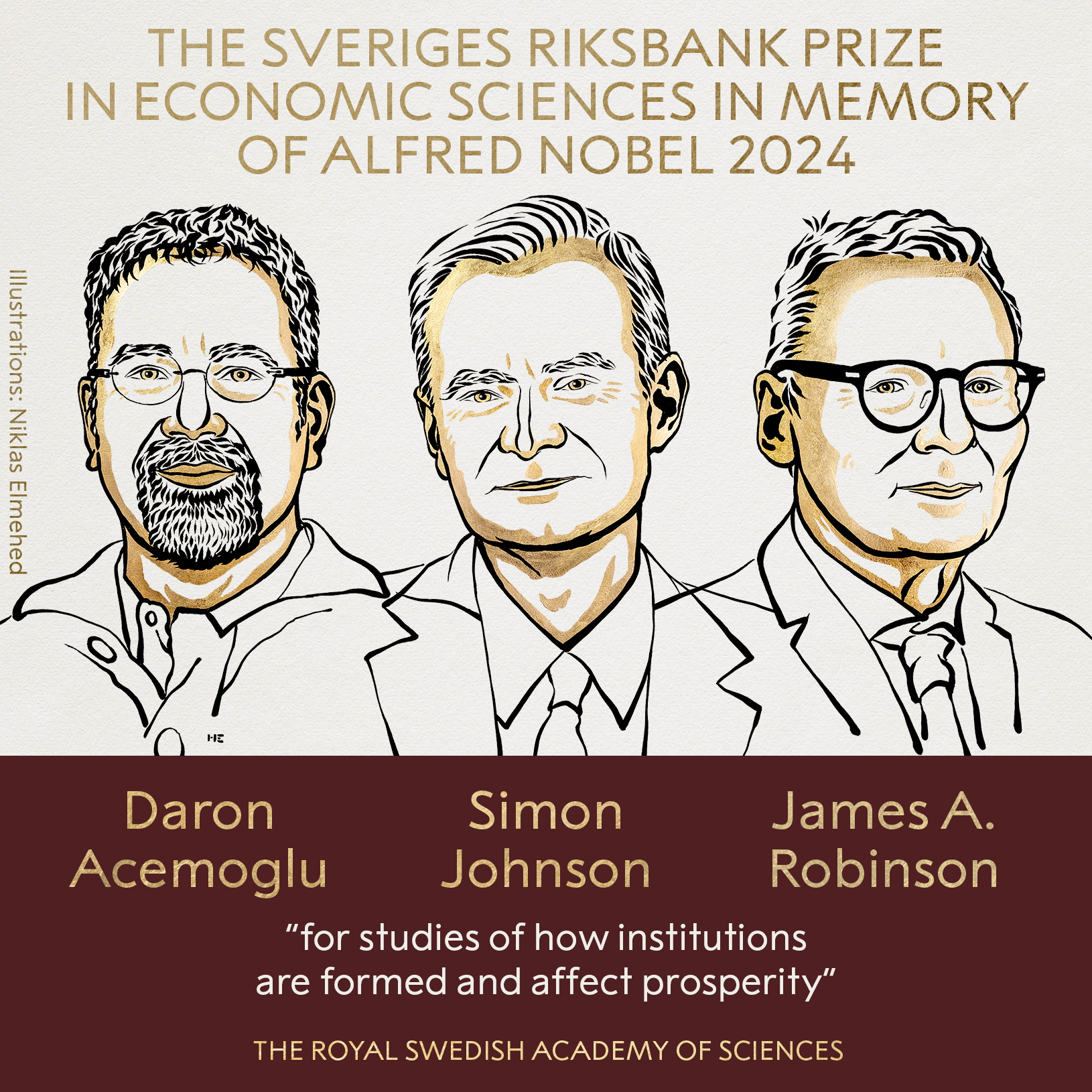 Otorgan Premio Nobel de Economía a tres economistas por impacto de las instituciones en el desempeño económico