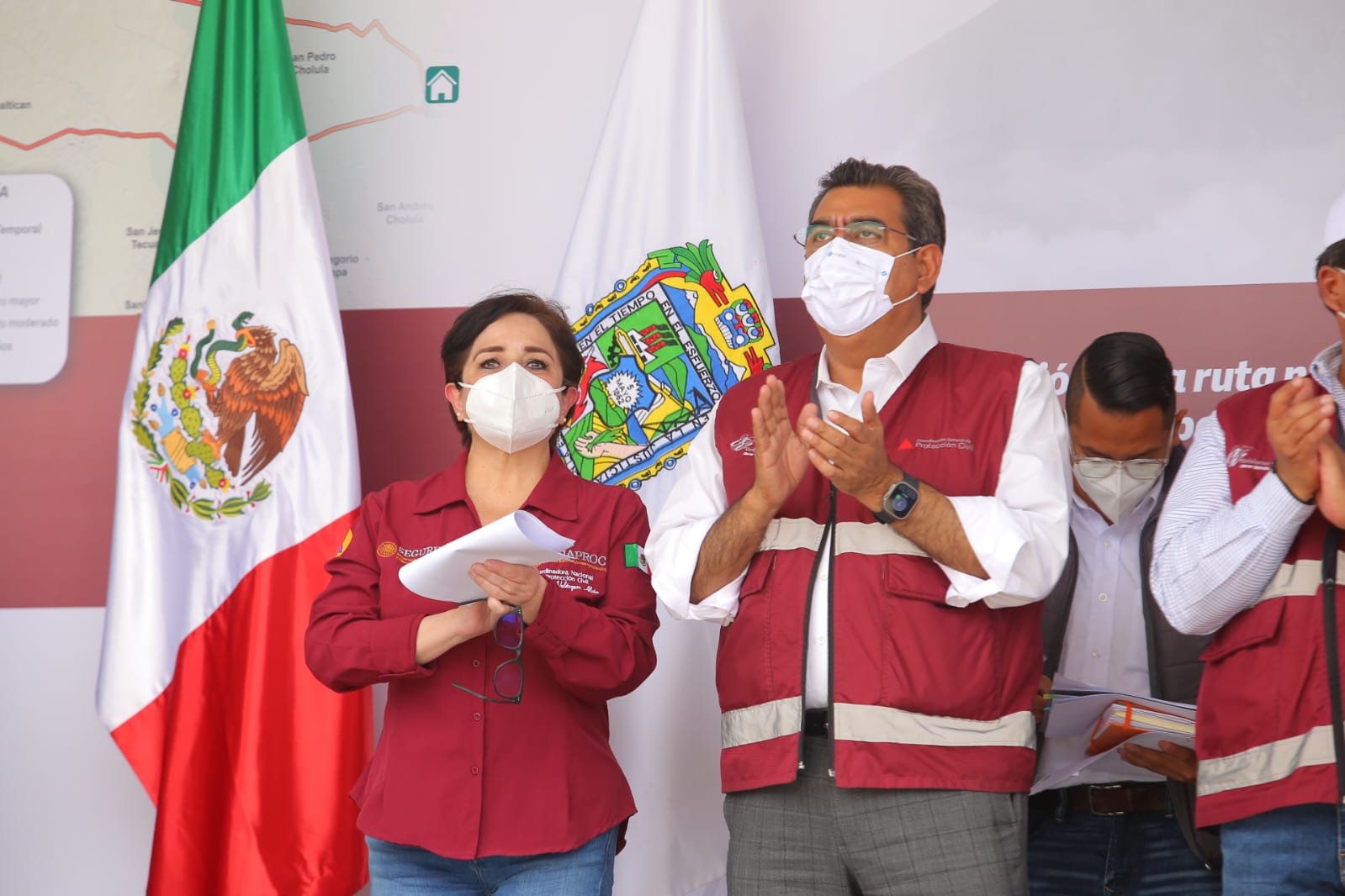 Supervisan rutas de evacuación del Volcán Popocatépetl en Puebla