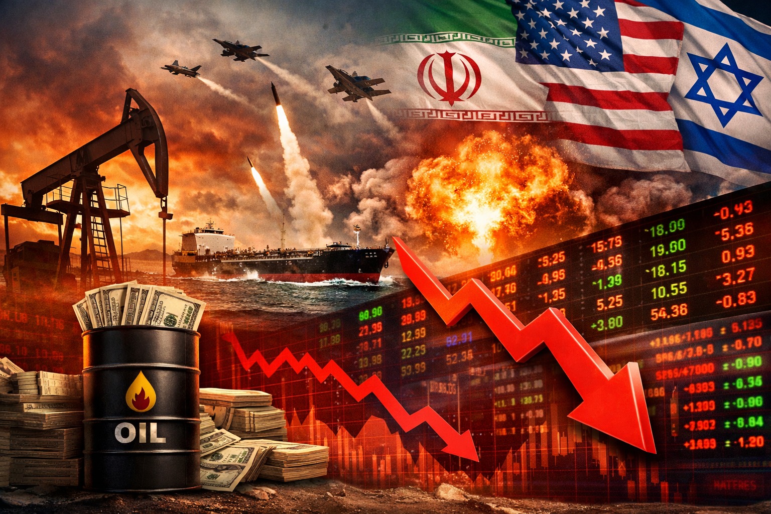 Caen bolsas mundiales y se dispara precio del petróleo por conflicto en Medio Oriente