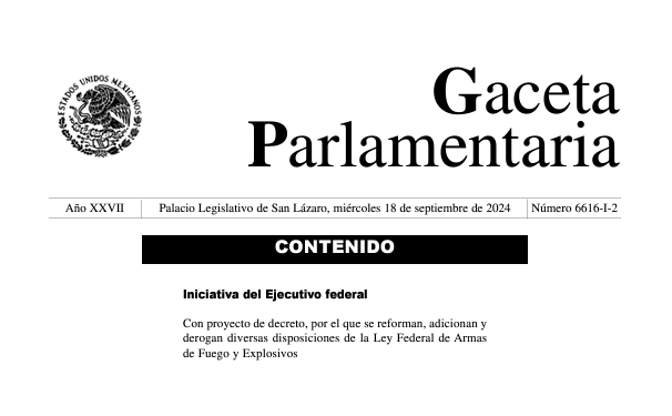 Envía López Obrador iniciativas de reforma para modificar la Ley Federal de Armas de Fuego y Ley Federal de Derechos