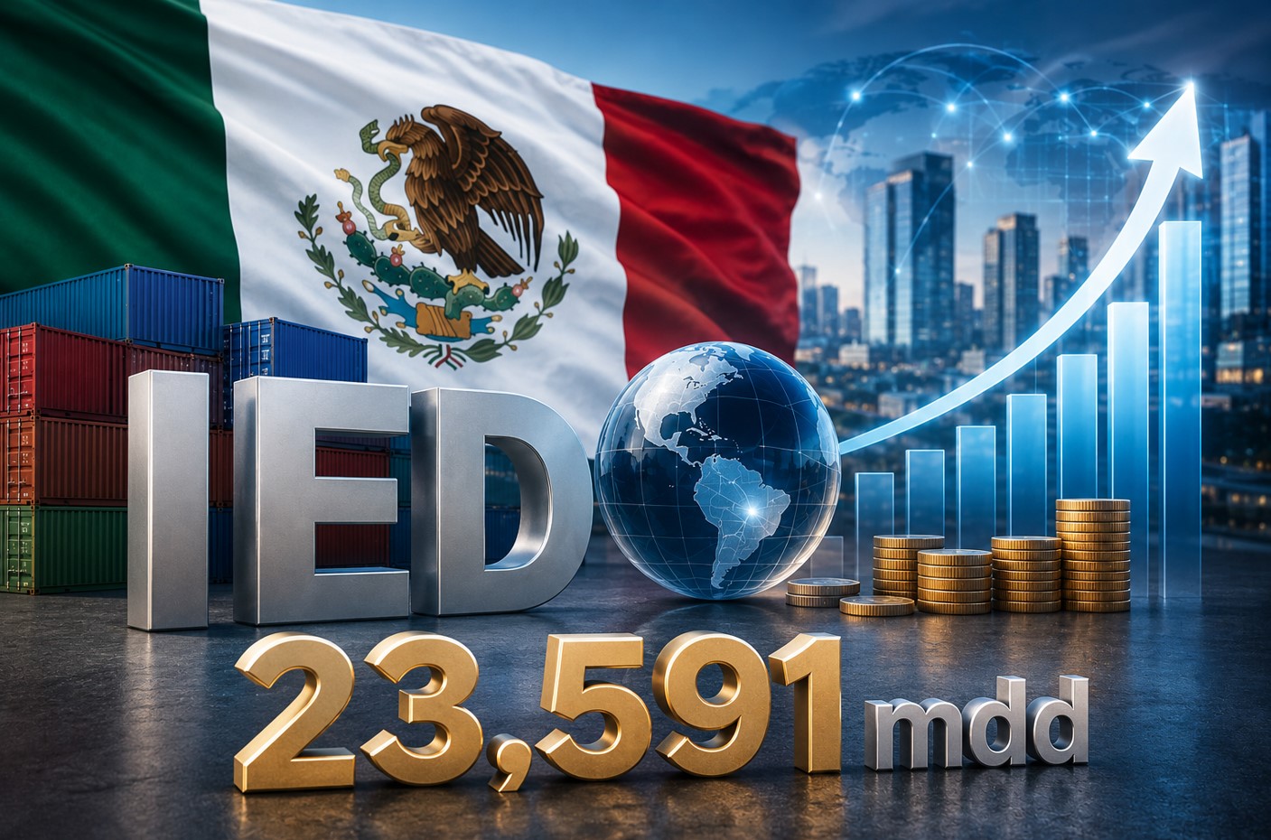 Registra México récord de Inversión Extranjera Directa con 23,591 mdd en primer trimestre de 2026