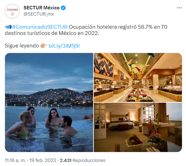 SPR Informa Aumentó 15 5 la ocupación hotelera de México en 2022