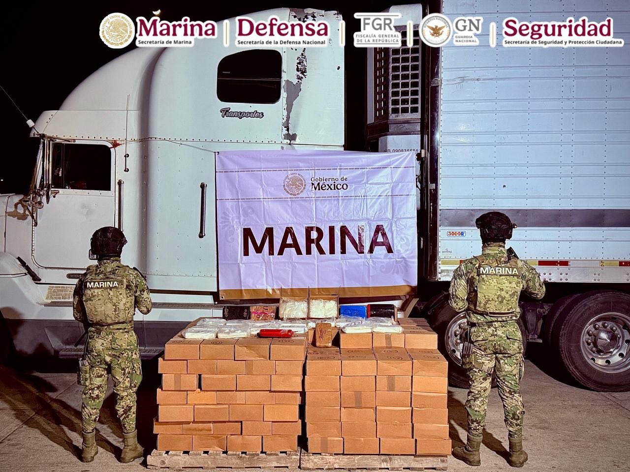 Asegura Gabinete de Seguridad más de 600 kilos de metanfetamina y otras drogas en el Puerto de Mazatlán