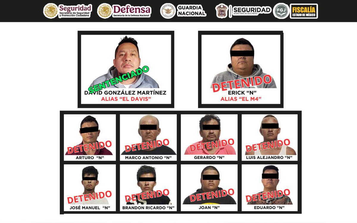 Detienen a nueve presuntos integrantes del CJNG en el Estado de México