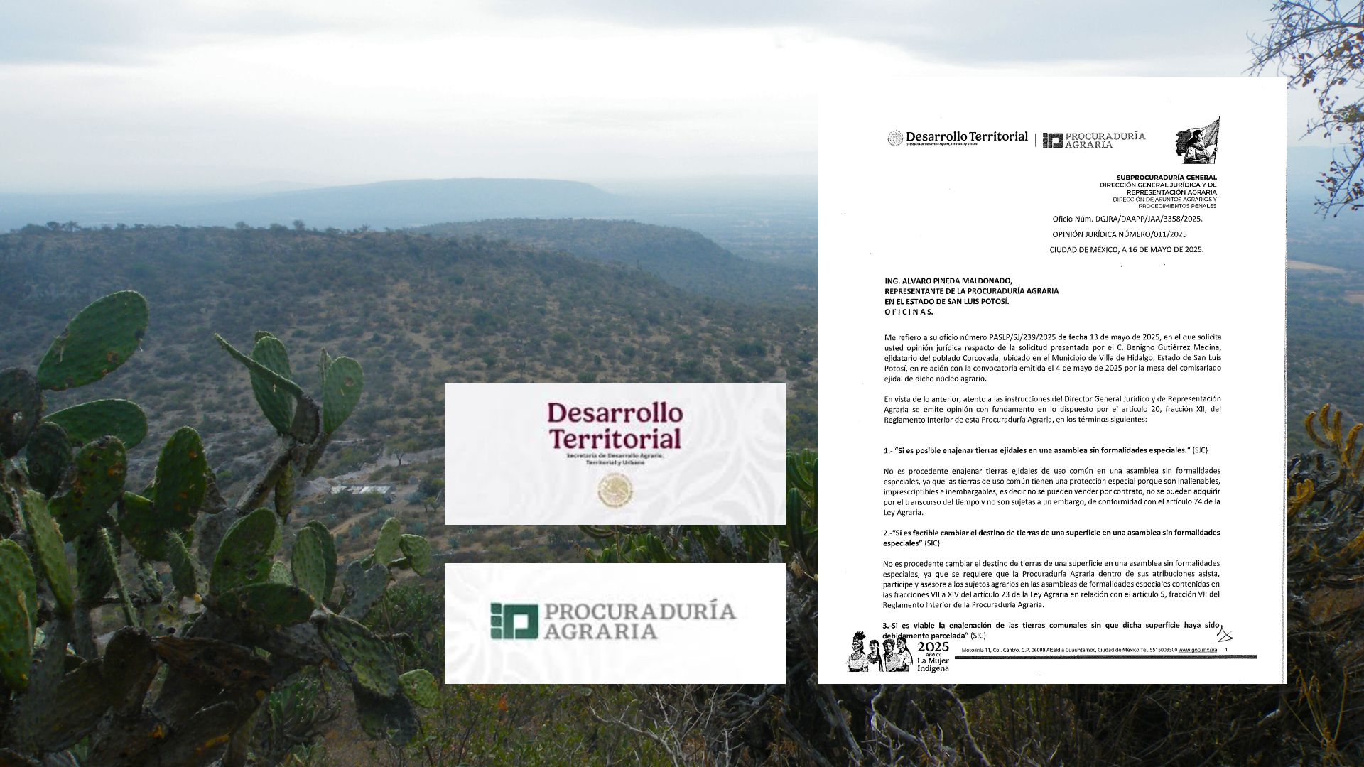 Frena la Procuraduría Agraria intento de empresa ligada a Grupo Salinas de enajenar tierras en Corcovada, San Luis Potosí