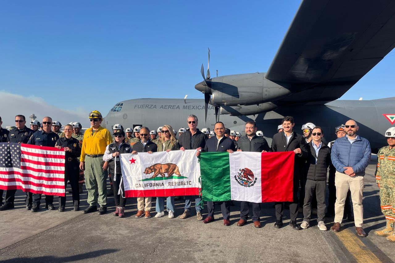 Agradece gobernador de California a la presidenta Claudia Sheinbaum por envío de ayuda humanitaria