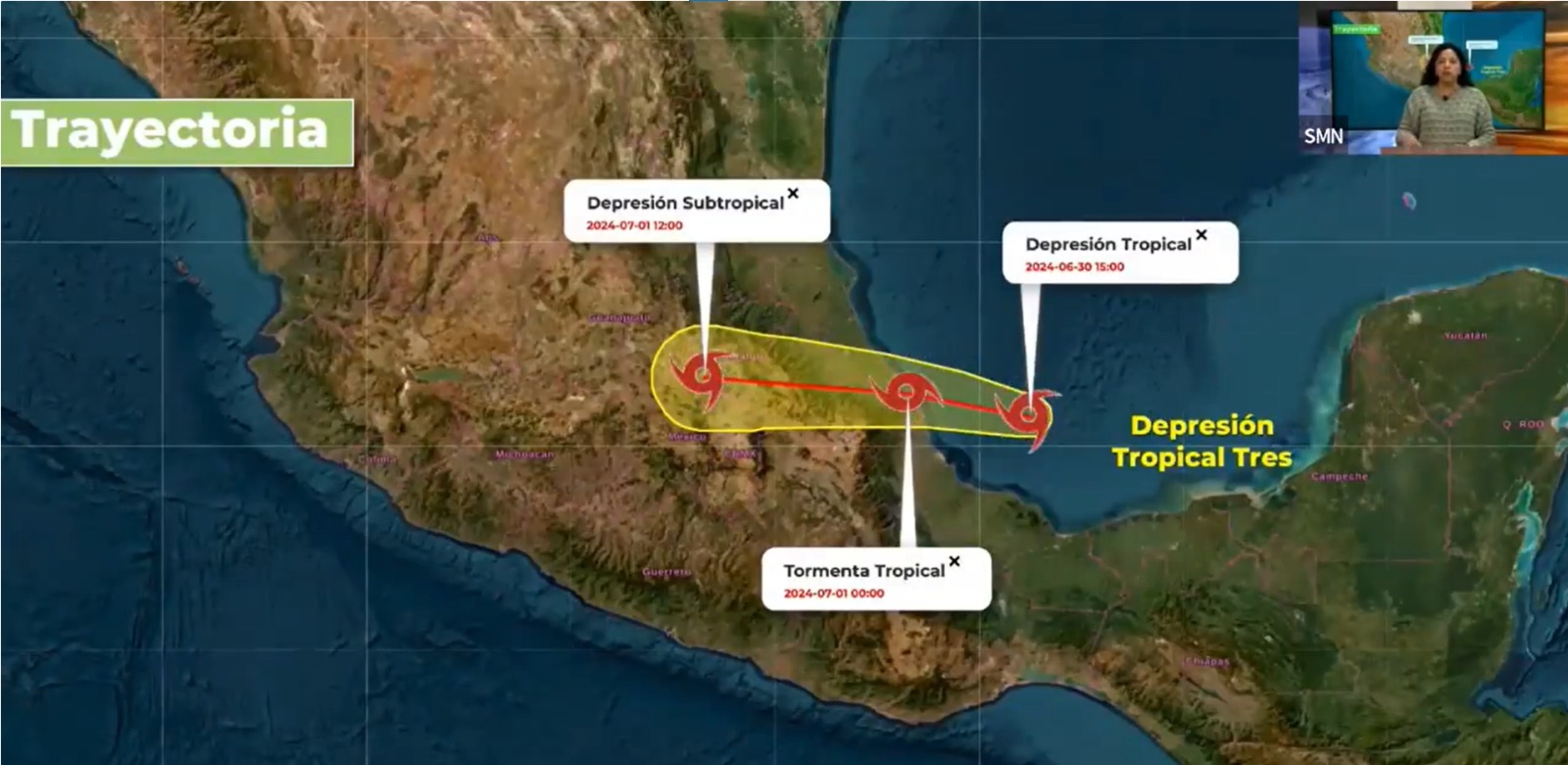 Exhorta Gobierno de México a reforzar medidas de prevención ante avance de depresión tropical Tres