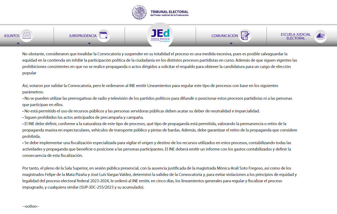 SPR Informa || Ordena TEPJF al INE emitir lineamientos para los ...