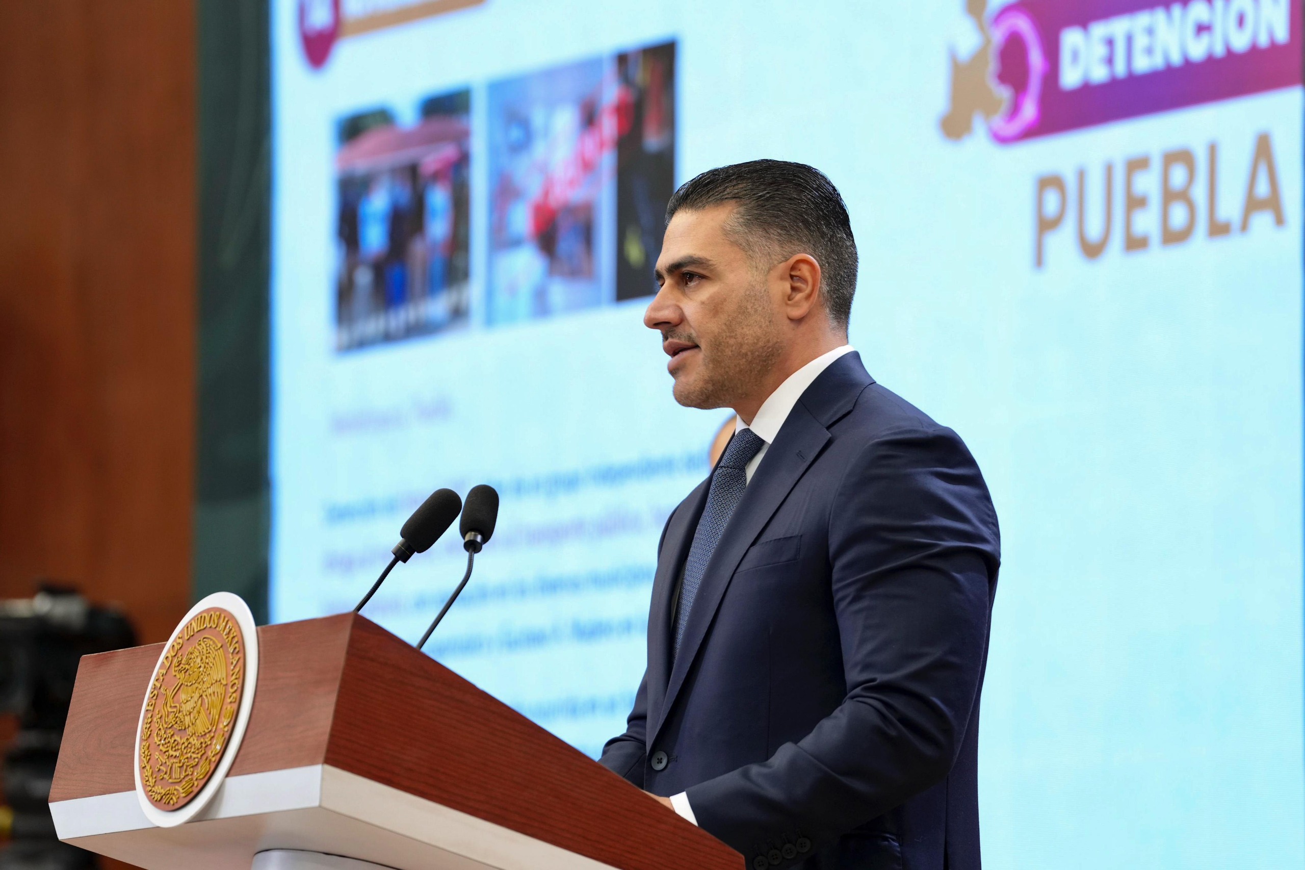 Reporta García Harfuch disminución de 41% en homicidio doloso y de 11% en delitos de alto impacto en Puebla