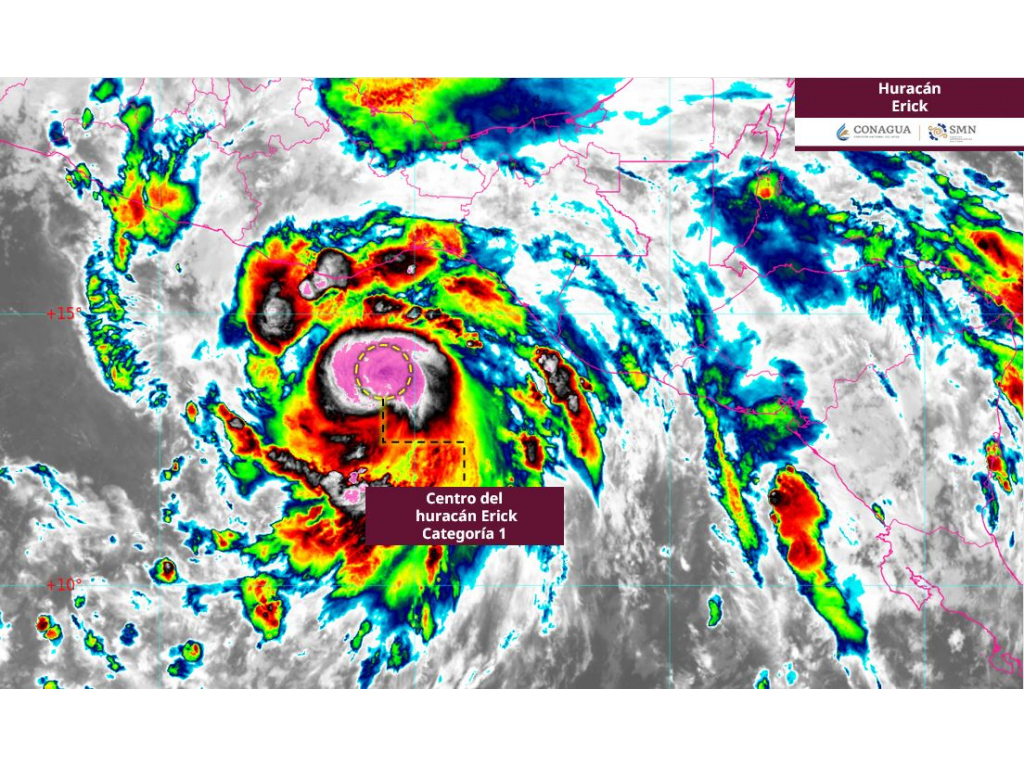 Erick se intensificó a Huracán categoría 1; se prevé su intensificación antes de tocar tierra en México