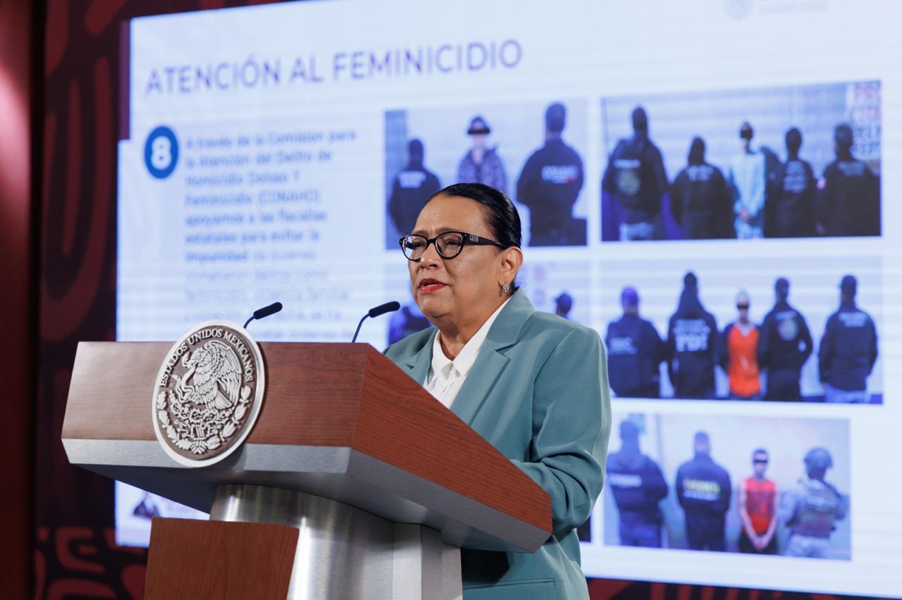 Baja 35.6% el delito de feminicidio en México: Rosa Icela Rodríguez