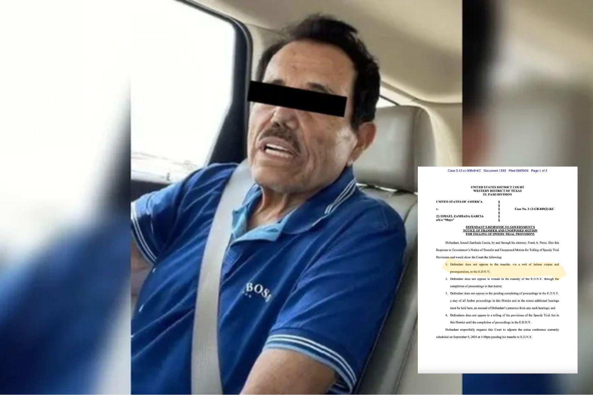 Acepta “El Mayo” Zambada que su caso sea trasladado a la Corte de NY