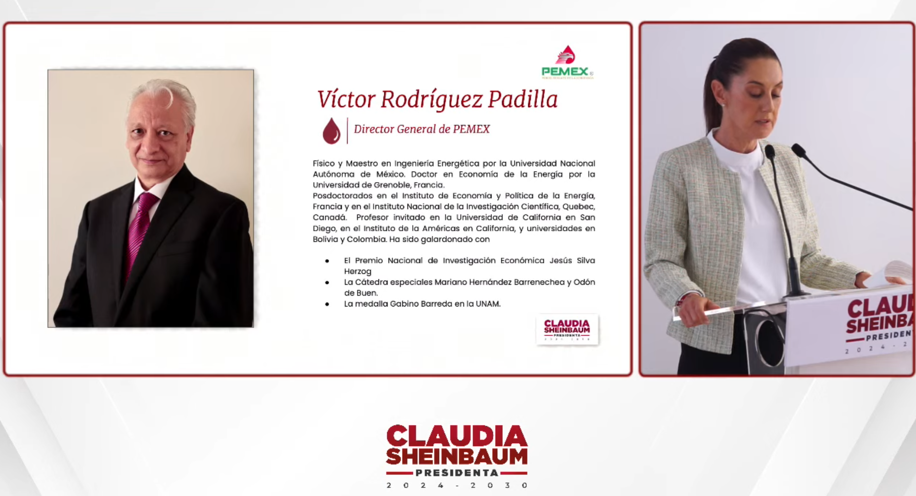 Nombra Claudia Sheinbaum a Víctor Rodríguez Padilla como próximo director de Pemex