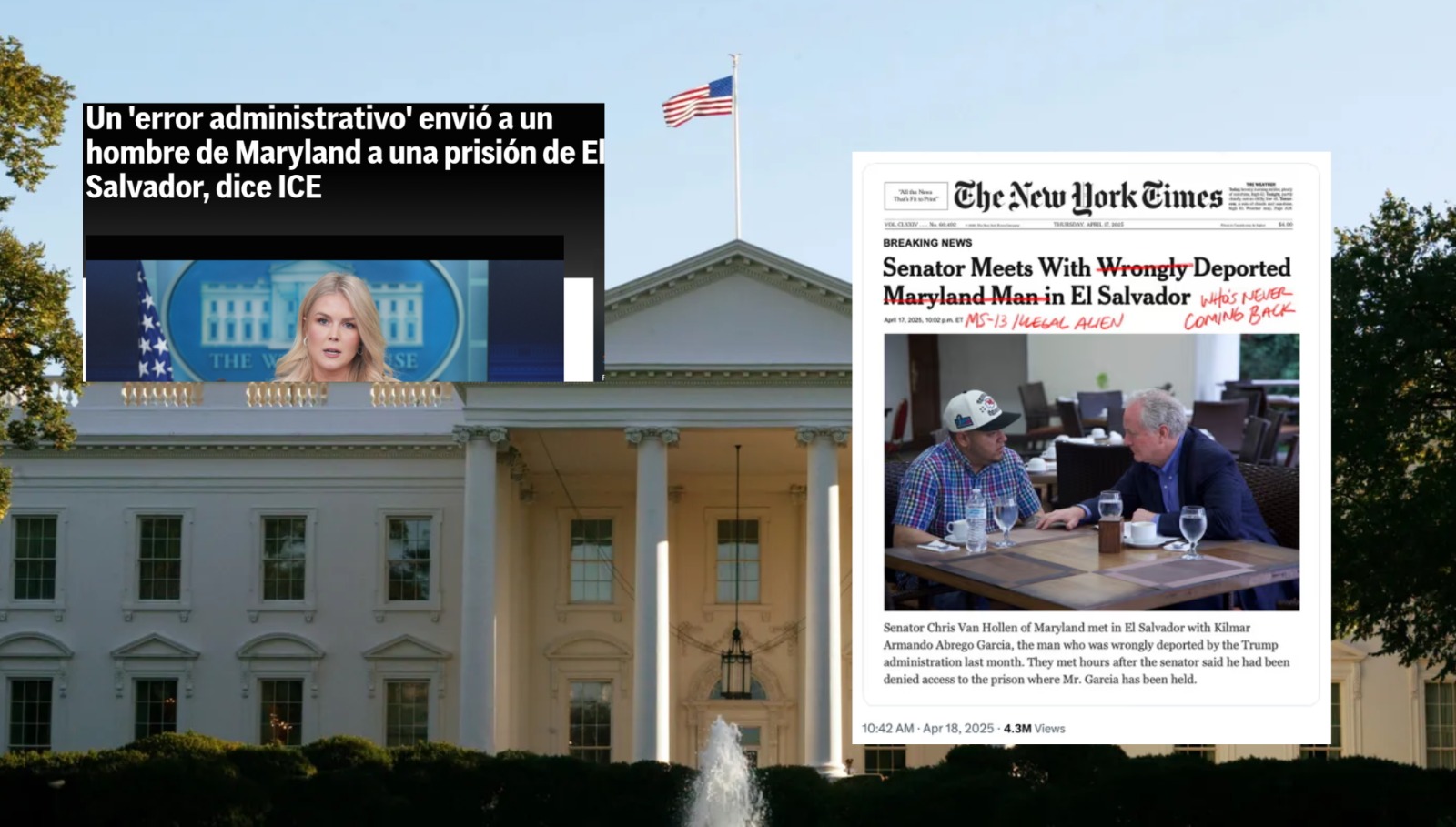 Se contradice la Casa Blanca y confronta a NY Times por portada de Caso Abrego