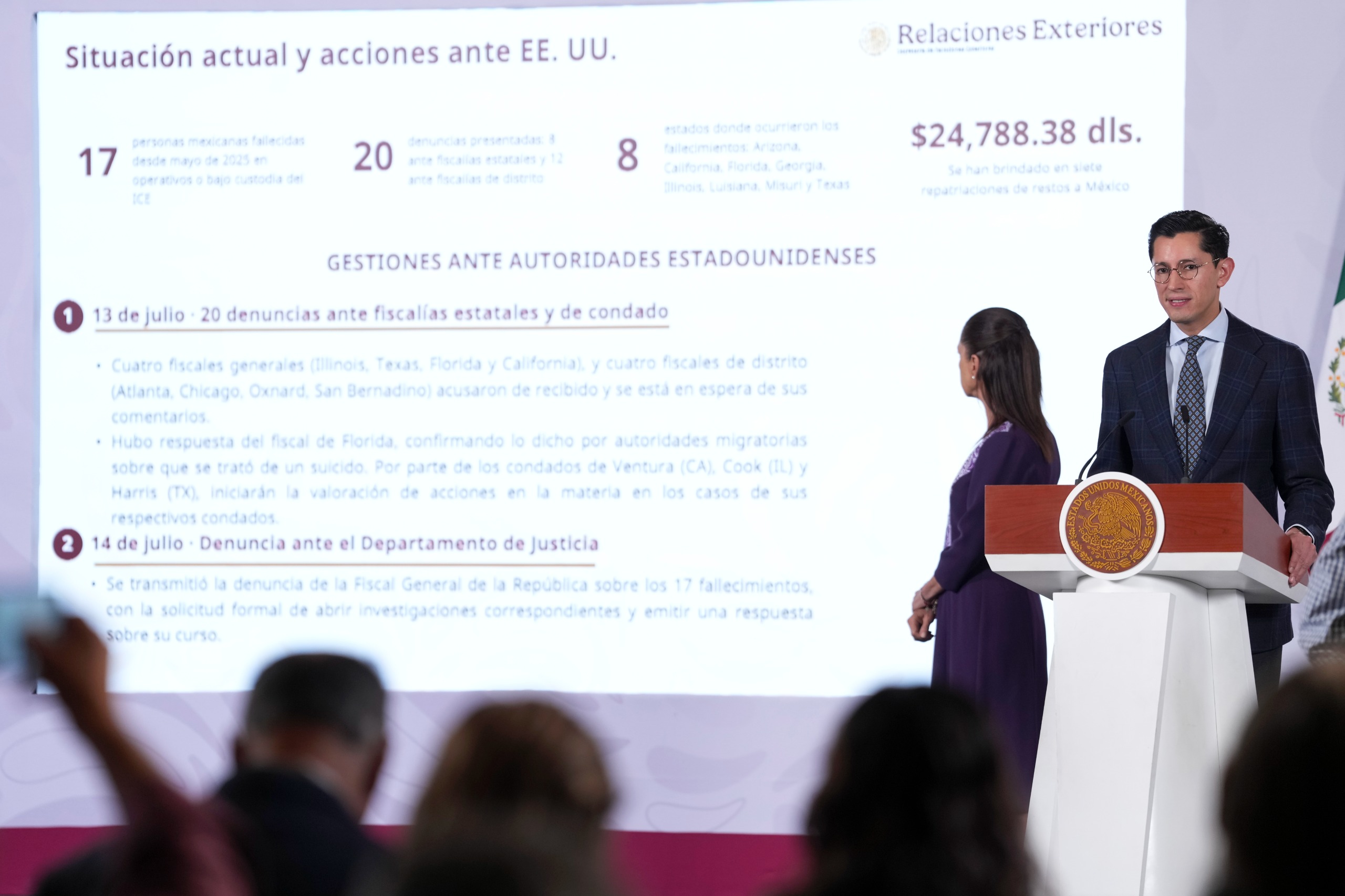 Avanzan acciones legales por fallecimiento de 17 mexicanos a manos de ICE