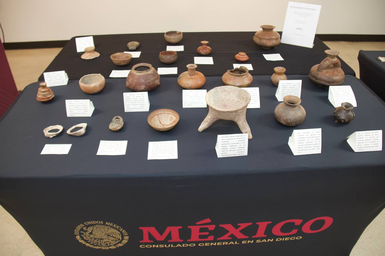 Recupera México 65 piezas prehispánicas que se encontraban en San Diego, EUA
