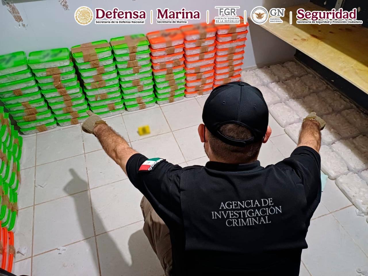 Asegura Gabinete de Seguridad 385 kilos y 170 litros de metanfetamina en Culiacán