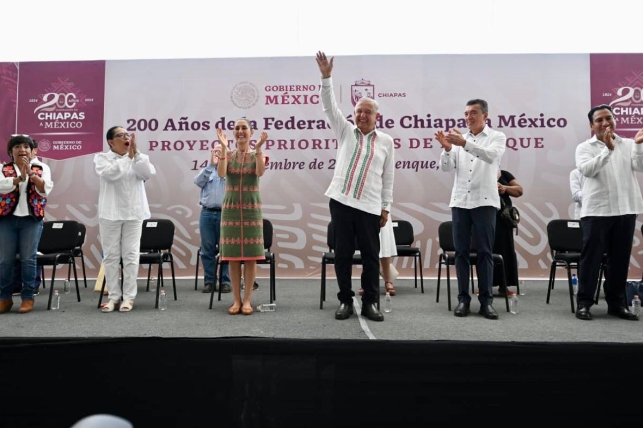 Inauguran López Obrador y Claudia Sheinbaum proyectos prioritarios en Palenque, Chiapas